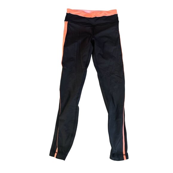 LULULEMON Black Orange Capri Workout Crop Pants Size 2 - Picture 3 of 7